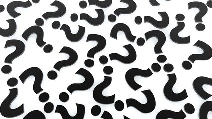 Plakat Background of black question marks on white background