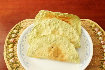 indian traditional food lunch or tea time snack roasted papad or papadum  