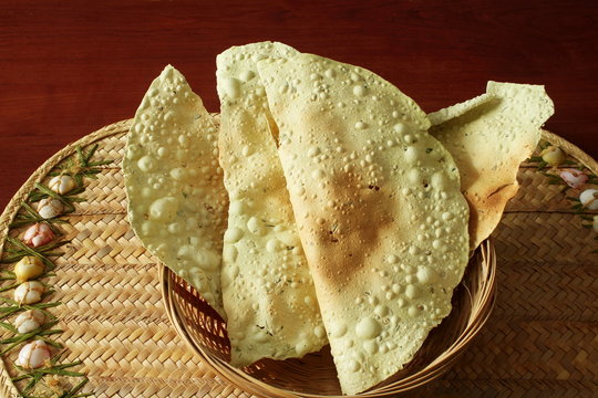 indian traditional food lunch or tea time snack roasted papad or papadum  