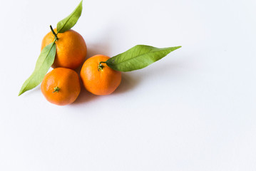 Three mandarin on isolation