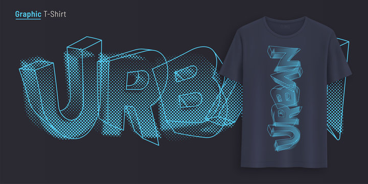 Urban. Graphic t-shirt design, typography, print with stylized text. 