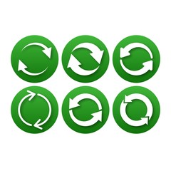 Recycling flat vector icons set. Arrows flat vector icons set