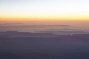 Fototapeta na wymiar landscape sunset over mountains 
