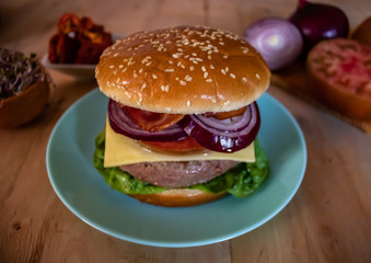 Hamburger and ingredients in composition