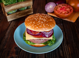 Hamburger and ingredients in composition