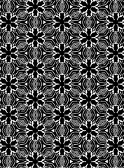 Black and white ornate geometric pattern and abstract background