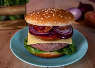 Hamburger and ingredients in composition