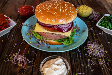 Hamburger and ingredients in composition