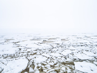 Drift ice in sea with Helsinki, Finland © amankris99