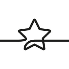 Obraz premium Continuous line drawing of star, Black and white minimalistic linear illustration made of one thick line
