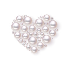 Pearl heart vector background. Romance pattern. 3d