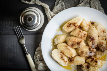 Lazy dumplings with cinnamon and sugar.