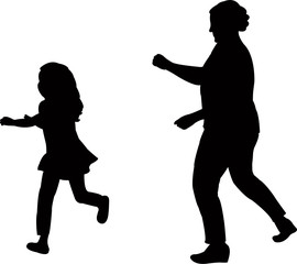 mother and children silhouette vector