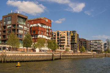 Hamburg, Germany - September 04, 2018: Modern Apartment Houses In the Waterfront, Hafencity Hamburg Germany