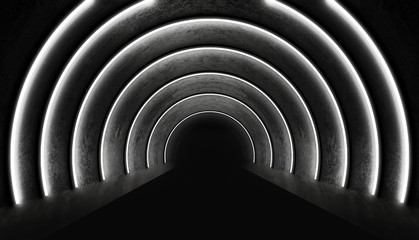 Obraz premium Streszczenie łuk, tunel, neon, promienie. Renderowania 3d