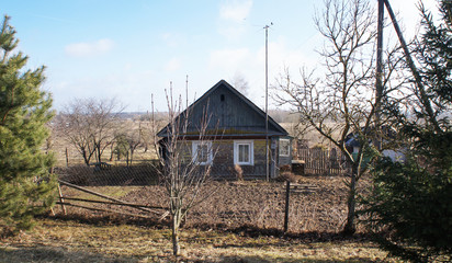 House in the village. Old wooden house.