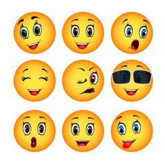 Set of emoticons expressions vector illustration