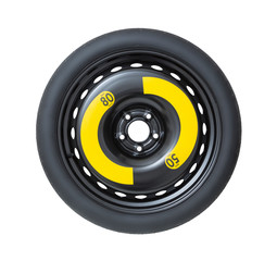Spare wheel isolated on white, including clipping path