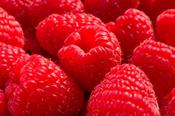 red background food fresh raspberry