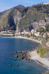 Fototapeta na wymiar Seaside view of the town of Taormina in Sicily, Italy