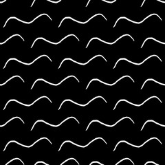 Cute cartoon abstract print with hand drawn waves. Sweet vector black and white abstract print. Seamless monochrome doodle abstract print for textile, wallpapers, wrapping and web.