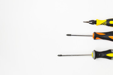 Tools for repairing top view on white background