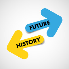 History and Future Two Color Arrows with Shadow - Vector