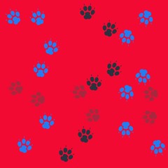 Paw print seamless. Traces of Cat Textile Pattern. Vector seamless