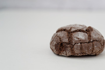 Chocolate marble cookies on a white background. There is a place for text.