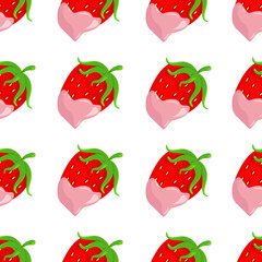 Vector Background with Strawberry in Chocolate. Pattern with Strawberry in Chocolate. Texture with Strawberry in Chocolate