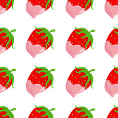 Vector Background with Strawberry in Chocolate. Pattern with Strawberry in Chocolate. Texture with Strawberry in Chocolate