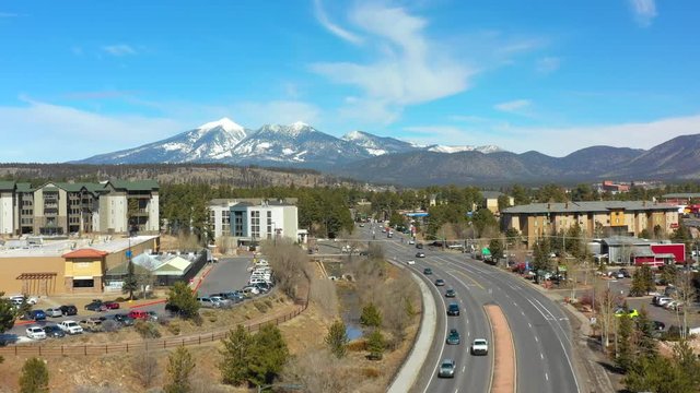 Aerial video Flagstaff Arizona view of Humphreys Peak