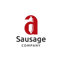 initial a sausage logo design