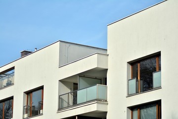 Fragment of a modern apartment building in front. Very modern apartment house.