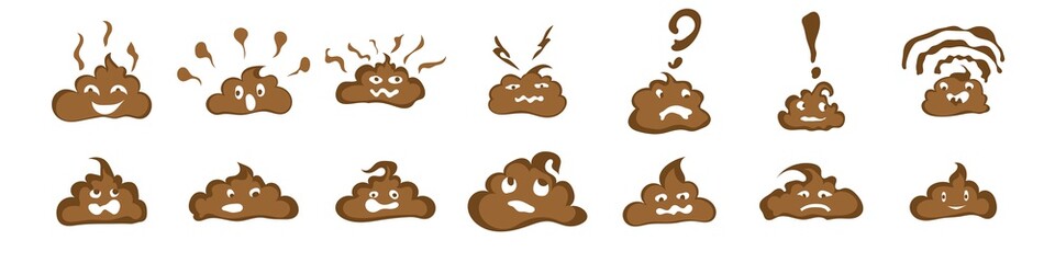 Doodle collection of poops with different emotions