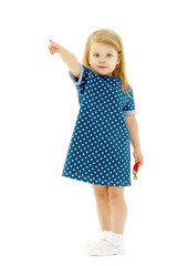 Little girl is showing a finger