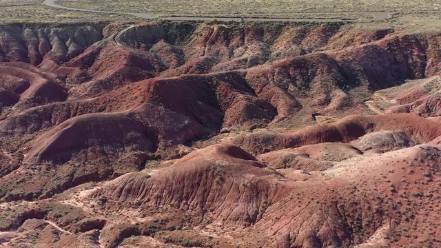 Aerial video Petrified Forest Arizona USA 4k