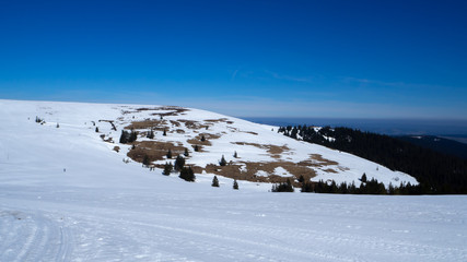 Panoramic view on ski runway on mountain Feldberg - Black forest