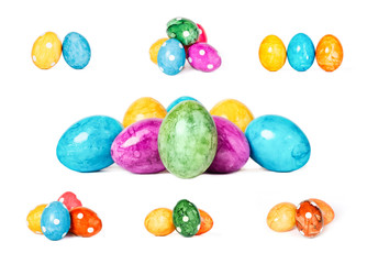 Collection of different decorative Easter eggs isolated on white background