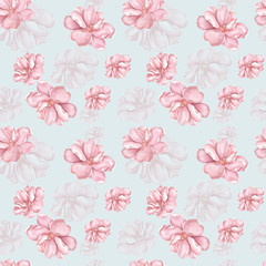 Watercolor seamless background pattern, watercolor flowers