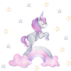 Cute watercolor unicorn