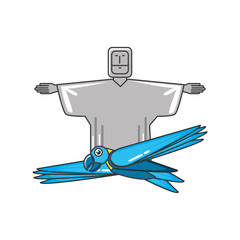 corcovado christ monument with parrot