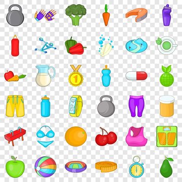 Wellness diet icons set. Cartoon style of 36 wellness diet vector icons for web for any design