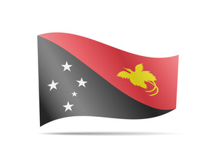 Waving Papua New Guinea flag in the wind. Flag on white vector illustration