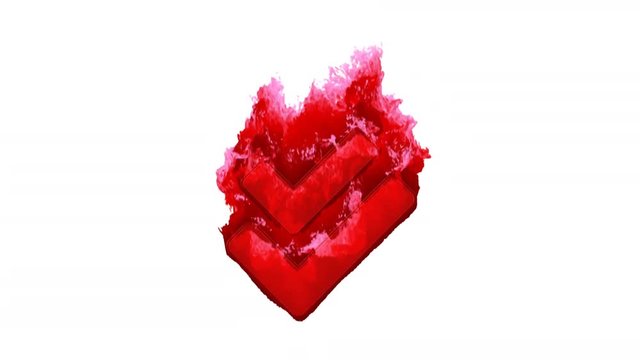 Symbol check double inflames with dark fire, then burns. In - Out loop. Alpha channel Premultiplied - Matted with color white