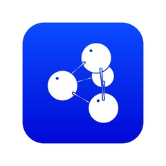 Pyramide molecule icon blue vector isolated on white background