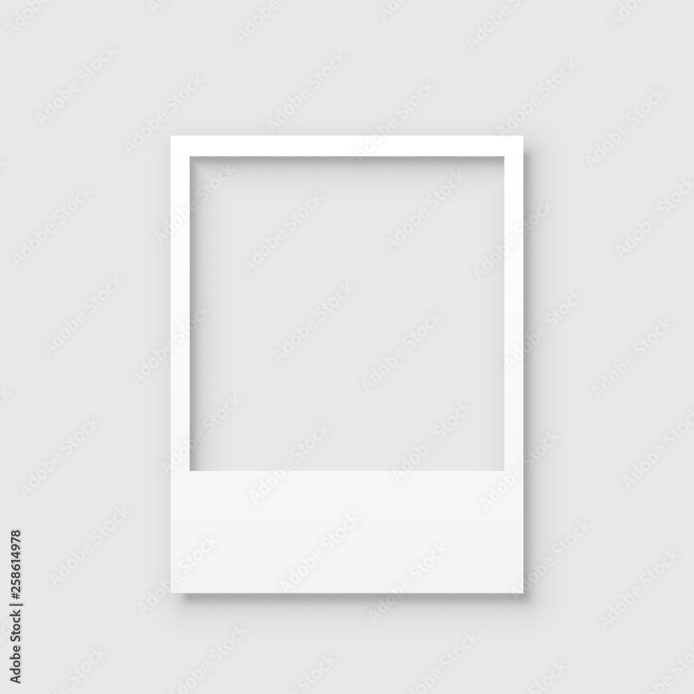 Poster empty white photo frame with shadows - stock vector