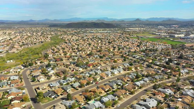 Stock aerial video residential district Phoenix Arizona USA