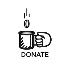 Donate coin vector logo. Donate and help. Charity, donation concept.