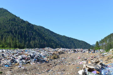 trash in the mountains. save the earth. mountains of garbage. 